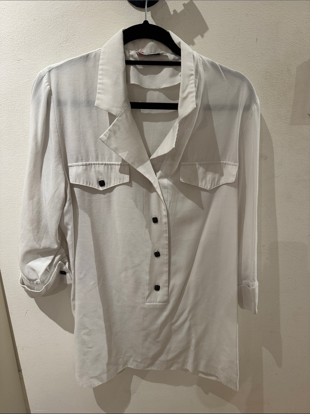 Moda White Button-Down Utility Blouse